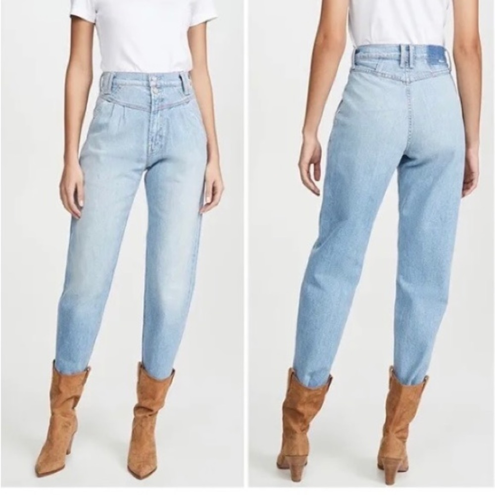 Mother Superior pleated popular peg denim jeans in intoxicated